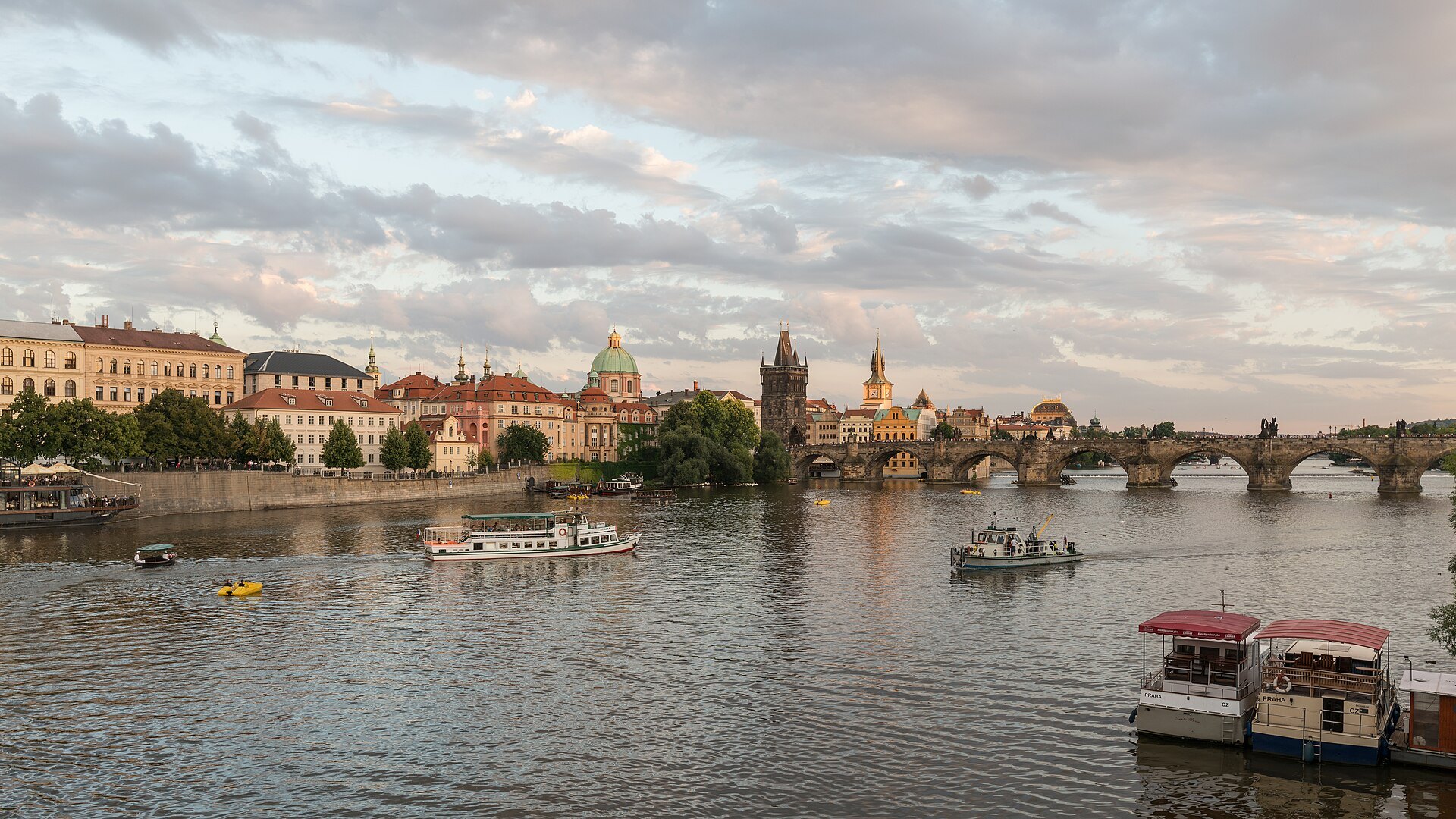 Charles Bridge and the Vltava river in Prague