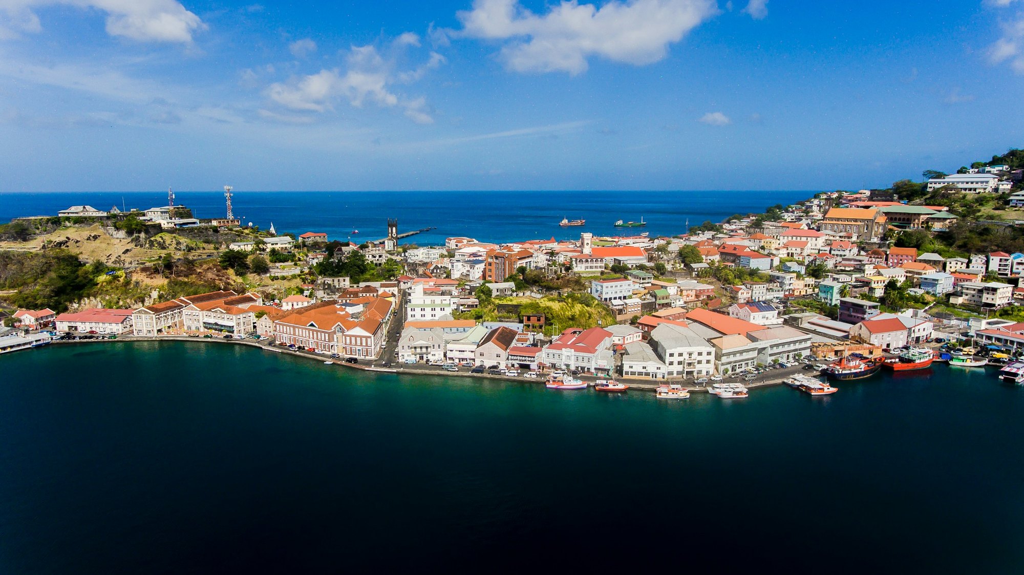 Aerial view of St. George's, the capital of Grenada