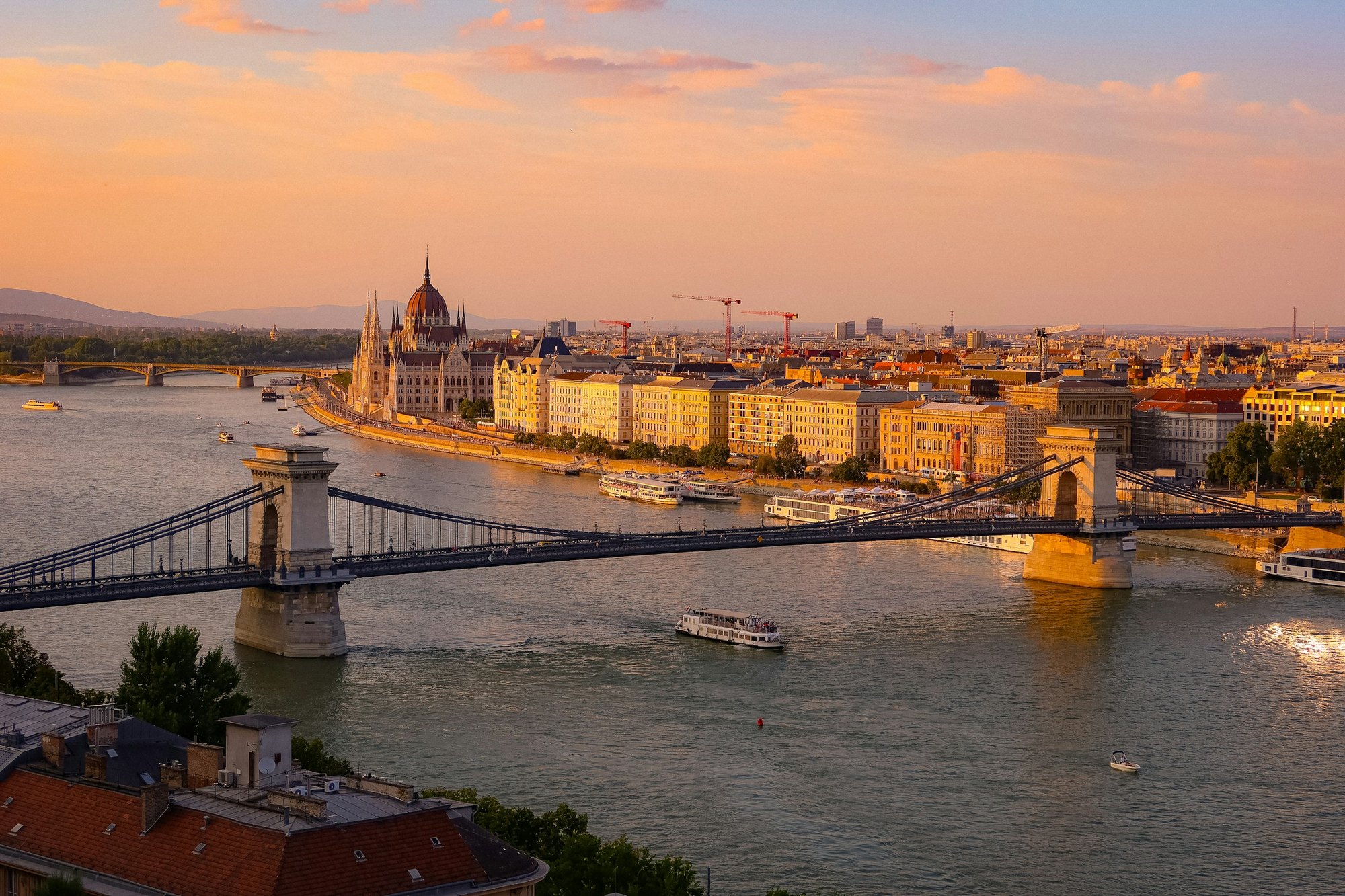 The Chain Bridge and the Danube in Budapest