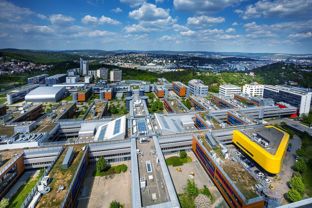 Aerial view of the Masaryk University campus in Brno